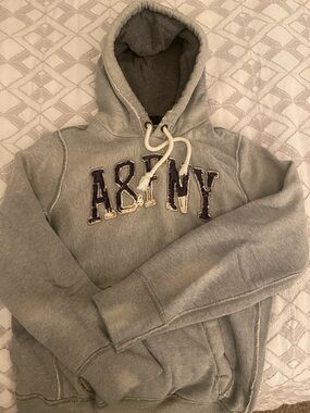 Abercrombie & Fitch Gray Hooded Jacket with Branded Interior Label